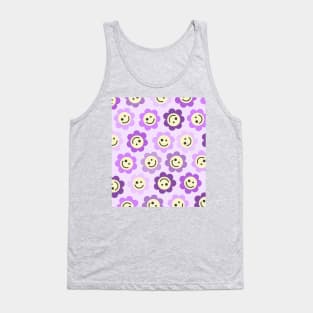 Purple Flower Happy Faces Tank Top